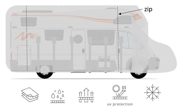 Housse de protection camping car capucine de 6 à 6.5m